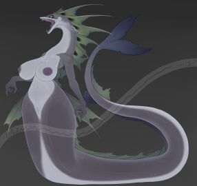 absurd_res apode areola big_breasts breasts female fin fish genitals hi_res khemmmis lancetfish legless looking_at_viewer marine nipples nude pussy simple_background small_waist solo tail teeth vulva wide_hips