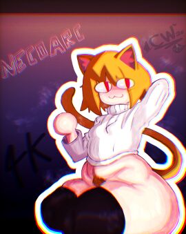 4k :3 alternate_version_available big_ass black_thighhighs cartoonwizzard cat_ears cat_girl cat_tail catgirl greeting_viewer hairy_pussy melty_blood musky_butt neco-arc pubic_hair short_hair shortstack sweating thick_thighs tsukihime