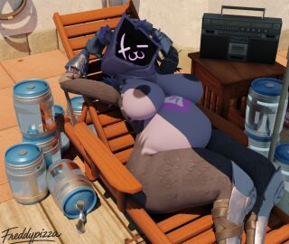 3d_(artwork) anthro ass bear big_breasts big_butt blender_eevee breasts digital_media_(artwork) epic_games female fortnite freddypizza fur huge_breasts huge_butt huge_thighs mammal nipples purple_body purple_fur raven_team_leader solo solo_focus thick_thighs