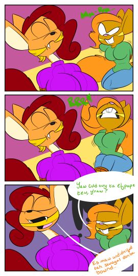 bondage cloth_gag clothed comic flora_(tempson) gag gagged persimmon_(tempson) purple_sweater rope rope_bondage sweater tempson