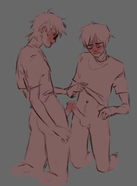 2boys bottomless dave_strider dickmien gay glasses homestuck john_egbert male sex short-haired_male short_hair sunglasses t-shirt tips_touching touching_tips yaoi
