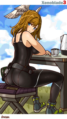 blue_sky eunie_(xenoblade) female light-skinned_female light_skin nintendo oniisan02b pale-skinned_female pale_skin sitting white_skin xenoblade_(series) xenoblade_chronicles_3 yotsuhauni