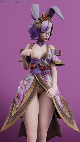 breasts bunny_ears female glasses hi-rez_studios itsfernando paladins_(game) pussy rei_(paladins)