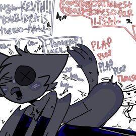 ass bad_idea balls beak big_ass big_penis bird bird_tail bird_wings black_dots black_fur blush button_eye fur furry hate_fucking latex_gloves latex_legwear male messy_fur moaning moaning_in_pleasure oc ocs penis penis_in_ass plap pounding_ass secretly_loves_it side_view text_bubble thrusting_into_ass topwear twitching white_body yelling