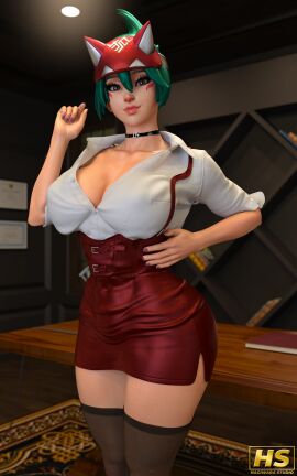 3d ass big_ass big_breasts breasts curvaceous female female_only hagiwara_studio kiriko_(overwatch) kiriko_kamori overwatch overwatch_2 solo solo_female tagme thick_thighs
