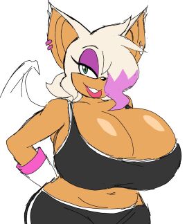 anthro anthro_female anthro_only breasts female furry furry_female furry_only huge_breasts kissable_lips mobian_(species) momiji_(artist) rouge_the_bat sega sonic_(series) sonic_the_hedgehog_(series) tagme