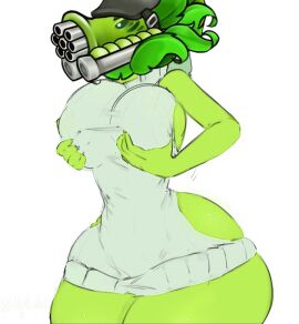 gatling_pea_(pvz) green_body green_eyes green_skin plant plants_vs._zombies_fusion plants_vs_zombies titan_gatling_pea