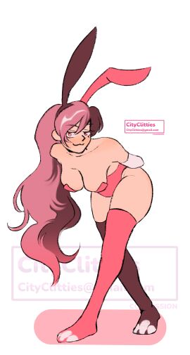 breasts brown_eyes brown_hair bunny_costume bunny_ears bunnysuit cityclitties female female_only gloves heterochromia long_hair looking_at_viewer neo_(rwby) pink_eyes pink_hair playboy_bunny playful rwby small_breasts smirk socks solo_focus thighhighs