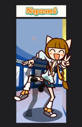 animal_humanoid animated anthro armband balls bangs bemani blush bodily_fluids breath brown_hair closed_eyes clothed clothed_sex clothing duo faceless_character faceless_male felid felid_humanoid feline feline_humanoid female female_penetrated flat_chested footwear from_behind_position genital_fluids genitals gesture hair hand_gesture happy happy_sex heart_reaction hearts_around_head humanoid konami kurehappa male male/female male_penetrating male_penetrating_female mammal mammal_humanoid necktie nyami_(pop'n_music) one_leg_up open_mouth penetration penile penile_penetration penis penis_in_pussy pop'n_music pussy raised_leg sex shoes twintails_(hairstyle) v_sign vaginal_fluids vaginal_penetration wet wet_clothing