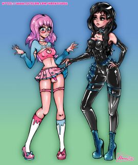 balls black_hair chastity chastity_cage chastity_device collar commission crossdressing dominatrix e-girl female femboy femdom full_body glasses high_heels hornyfudge human latex light_skin male malesub miniskirt mostly_clothed pink_hair revealing_clothes self_upload shiny_clothes sissy skirt skirt_lift stockings tagme tight_clothing upskirt