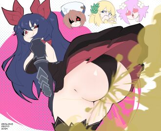 4girls ass bent_over big_ass big_butt black_legwear black_panties blanc blonde_hair blue_eyes blue_hair blush brown_hair enjoying_farts fart fart_cloud fart_fetish farting female hat heart heart_eyes legwear looking_back multiple_females multiple_girls neptune_(neptunia) neptunia_(series) noire noire_(neptunia) panties protorepulsive purple_hair rear_view red_eyes repulsiveproto smile thick_thighs twintails vert viewed_from_behind