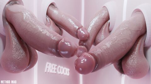 3d 4futas balls big_balls big_penis blender focus_on_penis futa_only futanari glory_hole highres intersex method_mad multiple_penises penis presenting_penis