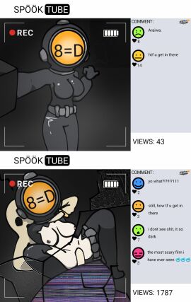 bodysuit breasts camera chat content_warning_(game) content_warning_monster content_warning_player_(female) female knife knifo_(content_warning) male male/female penetration recording riflespear selfie sex sex_from_behind torn_clothes