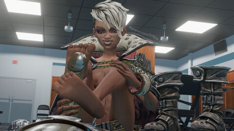 1girls 27bits 3d borderlands borderlands_3 breasts feet female foot_fetish footjob nipples scar siren_(borderlands) small_breasts soles tyreen_calypso