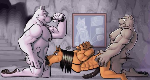 2021 abs anal anal_sex animal_genitalia animal_penis anthro anthro_on_anthro anthro_penetrated archie_comics arms_tied augustus_the_polar_bear balls bear bottomwear bound brown_body bulldog canid canine canis clothing detailed_background digital_media_(artwork) domestic_dog equid equine equine_genitalia equine_penis erection facial_hair feet fellatio flexing fur gay gay_sex genitals george_sommersby grey_body group group_sex hair hi_res horse hunter-husky male male/male male_penetrated male_penetrating male_penetrating_male mammal mastiff molosser motion_lines muscles muscular muscular_male nipples nude oral pecs penetration penile penis polar_bear sega sex sir_connery sonic_(series) sonic_the_hedgehog_(archie) sonic_the_hedgehog_(comics) sonic_the_hedgehog_(series) spitroast tail threesome trio ursine vein veiny_muscles white_body