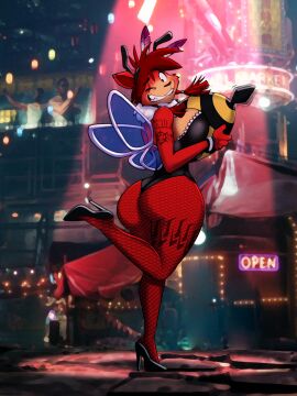 2023 accessory anal_plug anthro anthro_only arm_tattoo arthropod_abdomen ass bee_costume big_ass big_breasts big_butt black_clothing black_footwear black_high_heels black_leotard breasts buttplug buttplug_vibrator canid canine canis clothing dracojeff eye_scar facial_scar fake_antennae fake_wings feather_in_hair feathers felid feline female final_fantasy final_fantasy_vii fishnet_clothing fishnet_leggings fishnet_legwear footwear fur genderswap genderswap_(mtf) hair hair_accessory high_heels hybrid leg_tattoo leggings legwear leotard lion mammal mtf_crossgender nanaki neck_tuft on_one_leg one_eye_closed pantherine plug_(sex_toy) red_body red_fur red_hair red_xiii rule_63 scar sex_toy shoes solo square_enix standing tattoo tuft vibrator wide_hips wolf