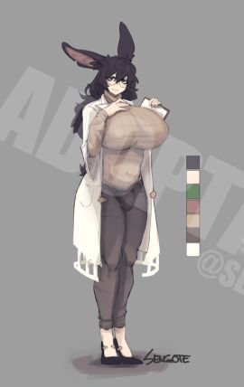 animal_ears bulge bunny_ears futanari glasses implied_futa intersex sengote