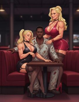 2girls ass big_ass big_lips bimbo bimbo_body bimbo_lips blonde_hair breasts cleavage coxville_stories female female_focus high_heels huge_breasts incest jenny_summers kitty_summers mother_and_daughter platform_heels revealing_clothes tagme temogam thick_lips tight_clothing video voluptuous