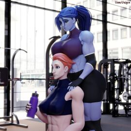 2girls 3d activision amelie_lacroix ass big_ass big_breasts big_thighs blizzard_entertainment blue-skinned_female blue_body blue_skin breasts bubble_ass bubble_butt bust busty chest curvaceous curves curvy curvy_figure female fit fit_female gym hips hourglass_figure huge_ass large_ass legs leotard mature mature_female moira moira_o'deorain muscular muscular_female overwatch overwatch_2 slim_waist thick thick_ass thick_hips thick_legs thick_thighs thighs toned toned_female voluptuous voluptuous_female vonsvaigen waist wide_hips wide_thighs widowmaker