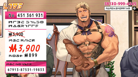 3boys abs another_eidos_of_dragon_vein_r bare_breasts beard beefy biceps big_areola big_breasts big_dildo big_glans black_hair blonde_hair breast_bigger_than_head breasts bulge bulge_through_clothing channel daddy dildo dilf dragon_humanoid english_text frown gaia_(another_eidos) gay hi_res holding_object huge_breasts hunk laugh livestream looking_at_viewer magritte_(another_eidos) male male_breasts male_only male_with_breasts manly mature_male multicolored_hair muscles muscular muscular_arms muscular_male navel nullqllun oppai pecs phone_number red_eyes salesman scar scar_on_face scar_on_forehead search_bar shopping shopping_channel short_hair sideburns six_pack standing straps studio stylized suit tattoo tattooed_arm teeth_showing text thick_arms tough_guy triceps tv_show two-tone_hair uncensored veiny_dildo winged_humanoid wings wristwatch yaoi