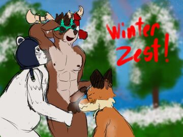 anonymous_artist anthro armor armpit_fetish armpit_hair armpit_sniffing balls balls_lick balls_sniffing bear bodily_fluids body_hair canid canine cum cum_on_face deer dolph_(fortnite) epic_games fennix_(fortnite) fortnite fox genital_fluids genitals group headgear headgear_only helmet helmet_only hi_res licking male male/male mammal musk musk_clouds musky_armpit musky_balls musky_penis new_world_deer oral outside outside_sex penis plant polar_patroller reindeer sex sniffing snow tongue tree trio