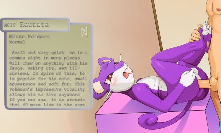2024 anthro anthro_penetrated ass balls blush buckteeth duo english_text fur generation_1_pokemon genitals hi_res human human_on_anthro human_penetrating human_penetrating_anthro human_penetrating_male interspecies male male/male male_penetrated male_penetrating male_penetrating_anthro male_penetrating_male mammal multicolored_body multicolored_fur nearphotison nintendo nude penetration penis pokemon pokemon_(species) purple_body purple_fur rattata red_eyes sex teeth text two-tone_body two-tone_fur white_body white_fur