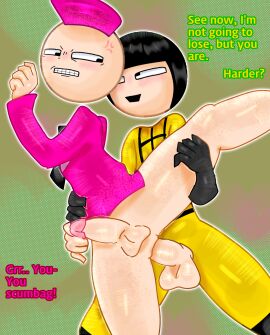 2boys 2d alien alien_boy alien_look_like_human angry angry_emote angry_expression angry_face anus_penetration banggu_city_(webtoon) big_penis black_eyes black_gloves black_mouth black_tie blonde_hair blush blushing_at_another blushing_male blushing_profusely clothed_sex embarrassed embarrassed_male emote finish_him floating_head gay half-alien half-human half_alien half_human hazmat_suit heung_hae_heung_pictures holding_leg humiliated humiliating humiliation humor kim_ho-pal_(banggu_city) light-skinned_male light_body light_skin looking_at_another male mohawk_(hairstyle) nec-12 necktie no_neck no_pants open_mouth pantless partially_clothed partially_clothed_male partially_nude partially_nude_male penetration penis penis_in_anus pink_hair pink_suit pink_vest president_pink_(banggu_city) punishment sex suit teeth_clenched teeth_showing text tuxedo webtoon yaoi yellow_suit