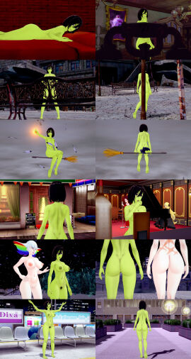 3d 4girls ass banjo-kazooie barefoot black_hair book breasts broom_riding broomstick casual censored_to_uncensored clothed_female_nude_female completely_nude covering_breasts crossover cynthia_(pokemon) female female_focus game_over_gruntilda green_skin green_skinned_female gruntilda kill_la_kill kiryuuin_ragyou light-skinned_female light_skin long_hair mario_(series) multiple_females multiple_girls navel nintendo nipples nude nude_female nudist pauline pauline_(mario) pokemon public pussy rareware red_dress restaurant retropunch short_hair street white_hair witch witch_broom