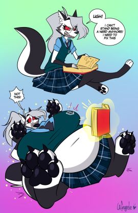 1girls anthro big_breasts braces breast_expansion breast_growth breast_growth_(enlargement) breasts chubby expansion feet_expansion female furry glasses hand_expansion hellhound helluva_boss huge_breasts inflation lafrugele lip_expansion loona_(helluva_boss) nerd nerdification tagme thick_thighs transformation weight_gain wide_hips wolf wolf_girl