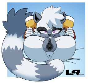 1girls animal_ears animal_tail anthro anthro_female anus ass bottomless clitoris eyelashes female fingerless_gloves footwear fur furrowed_brow furry genitals gloves grey_body grey_fur grey_hair grin grinning hair happy idw_publishing leatherruffian legs_up lemur lemur_tail looking_at_viewer lying lying_on_back naked_footwear presenting_pussy purple_eyes pussy sega short_hair smile solo sonic_(series) sonic_the_hedgehog_(comics) sonic_the_hedgehog_(idw) sonic_the_hedgehog_(series) spread_legs tail tangle_the_lemur teeth two-tone_body two-tone_fur vagina white_fur white_hair