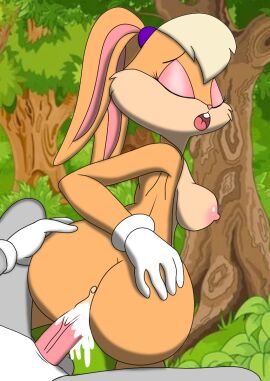 1boy 1girls ass ass_grab big_ass blonde_hair breasts bugs_bunny bunny_boy bunny_girl couple cum cum_in_pussy cum_inside female forest furry furry_only grabbing_ass lola_bunny looney_tunes male naked_female penis penis_in_pussy pussy rabbit sex space_jam warner_brothers