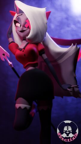 1girls 3d 3d_model accessory artist_logo artist_name athletic athletic_female below_view big_breasts big_thighs black_armwear black_bottomwear black_legwear black_lips black_lipstick black_nails black_skirt black_stockings black_thighhighs bottomwear breasts busty choker clothed clothed_female clothes clothing colored_nails curvaceous curvy curvy_female dark-skinned_female dark_skin demon demon_girl demon_humanoid demoness digital_media_(artwork) elbow_gloves erect_nipples eyebrows eyebrows_raised eyelashes eyeshadow fallen_angel female female_only fingerless_gloves fit fit_female front_view fully_clothed glistening glistening_clothing glistening_eyes glistening_skin grey_body grey_hair grey_skin hair_accessory hair_over_one_eye hair_ribbon handwear hazbin_hotel hi_res hips huge_breasts humanoid leg_up legwear lips lipstick long_hair looking_at_viewer looking_down looking_down_at_viewer makeup mascara nail_polish nipple_bulge nipples no_bra no_humans one_leg_raised one_leg_up pink_sclera pose posing raised_eyebrows raised_leg red_ribbon red_topwear ribbon shiny_clothes shiny_hair shiny_skin skirt slim_waist smile smiling_at_viewer smooth_skin solo solo_female spear spectixia standing standing_on_one_leg stockings tagme thick_thighs thighhighs thighs tight_clothing tight_fit topwear two-tone_hair upper_body vaggie_(hazbin_hotel) very_long_hair voluptuous_female watermark weapon white_hair wide_hips x_eye yellow_eyes