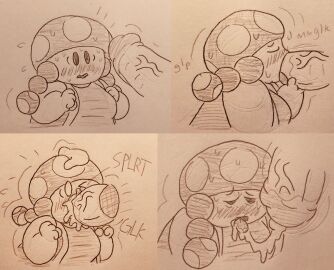 1girls blowjob blowjob_only blush chubby chubby_female closed_eyes collage cum cum_in_mouth cumming disembodied_hand disembodied_penis edit fellatio female female_only genitals male mario_(series) mob_face mushroom_girl mushroom_humanoid nervous nintendo onomatopoeia oral oral_penetration penis penis_in_mouth shocked shocked_expression shortstack sketch sucking sucking_penis surprised surprised_face swallowsludge sweat sweating tired tired_look toadette tongue tongue_out tongue_out_blowjob twintails veiny_penis
