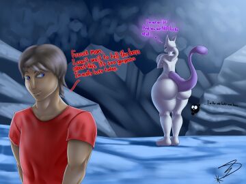 1boy 1girls anthro ass big_ass big_breasts breasts female female_mewtwo human male mewtwo meyora pokemon pokemon_trainer remnartx starstrikex xein_(starstrikex)