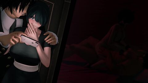 2koma alekseq animated blackmail cheating cowgirl_position dress instant_loss_2koma koikatsu muscular_male netorare night ntr pixiv sex sexy sfx short_hair sound sound_effects tagme video