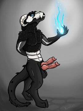 2_penises animal_genitalia animal_penis anthro balls bone bovid bovid_horn canid canine canine_genitalia canine_penis caprine caprine_horn digital_media_(artwork) diphallia diphallism erection fire fur genitals hi_res horn hybrid kvetat kvetat_(artist) magic male mammal multi_genitalia multi_penis nude penis ram_horn sheep simple_background skull skull_head skulldog_(species) solo tail vein veiny_penis