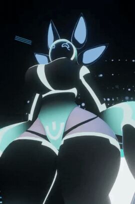 3d animated animated_gif ass big_ass big_breasts big_hands bouncing_breasts breasts clothed dancing female gif happy low-angle_view lusterblaze no_sound pointy_ears proxy_(lusterblaze) robot robot_girl screen_face swaying_breasts swinging_breasts tail thick_thighs