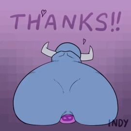 1boy 2020 2d 2d_animation anal_insertion anal_masturbation animated ass big_ass blue_body dildo dildo_sitting femboy ghost gif horn indynd loop male male_only original_character purple_dildo short_playtime tagme videocult