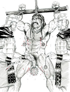 balls bara bdsm bondage censored cock_and_ball_torture cock_and_balls_torture gay gay_domination gay_male gengoroh_tagame humiliation male male_only original original_character penis slave submissive yaoi