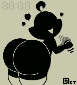 1girls ahoge animated ass ass_focus black_body clock faceless_character female female_only flat_chest game_and_watch handjob_gesture heart huge_ass leaning_forward limited_palette ms._game_and_watch naked nintendo no_eyes nude octotron2000 self_upload shortstack silhouette skindentation smile solo solo_female spoken_heart thick_thighs thighhighs wide_hips