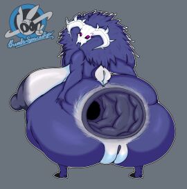 1girls alternate_version_available american_mythology anthro anus anus_focus areolae artist_logo ass ass_bigger_than_head ass_focus behind_view big_areola big_ass big_breasts big_butt breasts breasts_bigger_than_head bubble_ass bubble_butt bumbsspaceship curvaceous curvy curvy_figure erect_nipples female female_only furry gaping gaping_anus glowing_eyes grey_background huge_ass huge_breasts hyper_ass hyper_gape lavender_(paridox) looking_back mane mythology nipples north_american_mythology nude puffy_pussy purple_eyes pussy skull skull_head solo solo_female spread_ass spreading squatting thick_thighs voluptuous voluptuous_female wendigo wide_hips