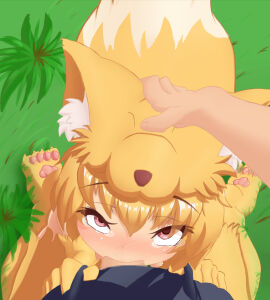 1boy aki_32 animal_feet animal_hands blonde_hair blush censored commentary_request fellatio female fox_girl fox_hat fox_tail full_body grass hand_on_another's_head highres irrumatio looking_at_viewer male moonlight_flower mosaic_censoring nose_blush oral penis pov pov_crotch ragnarok_online red_eyes short_hair solo_focus straight tail tearing_up upturned_eyes variant_set