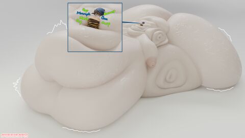 3d alternate_version_available belly_noises big_belly big_breasts blob blob_face blue_beanie brown_hair burp burping close_up fat_ass fat_belly fat_face femboy femboy_only gluttony hyper oc onomatopoeia original_character ssbbw sunninsfw ussbbw