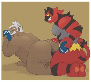 abs anal anal_sex anthro anthro_penetrating anthro_penetrating_human ass back_muscles balls baraboy big_ass big_balls big_butt big_nipples big_pecs big_penis black_body black_fur body_hair boner chest_hair clothing duo erection facial_hair fangs felid footwear from_behind_position fur gay generation_7_pokemon genitals grey_body grey_fur grin hair hairy hala_(pokemon) hi_res human human_on_anthro human_penetrated incineroar interspecies leg_hair male male/male male_only male_penetrated male_penetrating male_penetrating_male mammal moustache multicolored_body multicolored_fur musclegut muscles muscular muscular_anthro muscular_human muscular_male nintendo nipples nude pantherine pecs penetration penile penile_penetration penis penis_in_ass pokemon pokemon_(species) ponytail red_body red_fur sandals sex shoe_sniffing shoes smile sniffing tanned_skin teeth white_hair yaoi