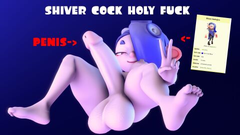 1futa 3d english_text futanari intersex peace_sign polypolygoon shiver_(splatoon) splatoon