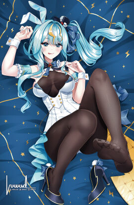 1girls blue_hair breasts female kaminari_clara large_breasts luwudco phase_connect phase_connect_jp phase_kaleido side_ponytail virtual_youtuber