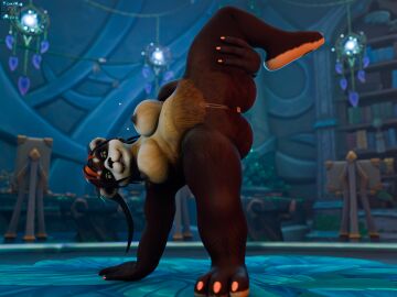 3d anthro bear big_breasts blizzard_entertainment breasts brown_body digital_media_(artwork) english_text female fur genitals hair hi_res looking_at_viewer mammal multicolored_body multicolored_fur nipples nude pandaren pussy smile solo sora-ken_(toxik_enzis) text toxik_enzis two-tone_body two-tone_fur warcraft white_body white_fur widescreen world_of_warcraft