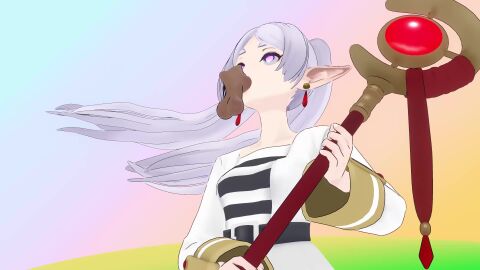 1boy 1girls 3d amateurthrowaway blank_eyes blowjob dark-skinned_male expressionless floating_penis frieren frieren_beyond_journey's_end glowing_eyes hetero light-skinned_female light_skin looking_up low-angle_view meme mind_control purple_eyes straight tagme twintails video viewed_from_below white_hair worm's-eye_view