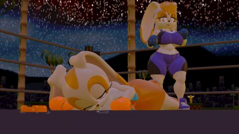 2girls 3d 3d_(artwork) after_fight anthro big_breasts big_thighs blue_boxing_gloves blue_gloves boxing boxing_gloves boxing_ring breasts clothing cream_the_rabbit curvy daughter dress duo female female_focus female_only furry gloves half-closed_eyes headband huge_breasts huge_thighs knocked_out large_breasts large_thighs larger_dom larger_dominant lips lipstick milf mother mother_and_daughter mother_vs_daughter mouthguard night older_dom_younger_sub older_female older_female_and_younger_female orange_boxing_gloves orange_dress orange_eyes orange_gloves outdoors pink_lipstick rabbit_ears rabbit_girl rabbit_humanoid rngsucks sega sfm shoes short_dress shorts sleeveless sleeveless_dress sonic_(series) sonic_the_hedgehog_(series) sports_bra sports_shorts sportswear thick thick_hips thick_thighs underboob vanilla_the_rabbit wide_hips younger_female