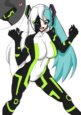 ben_10 ben_10_(classic) breasts cobblestun corruption cross_section female galvanic_mechamorph hatsune_miku heart large_breasts living_clothes navel transformation upgrade_(ben_10) x-ray